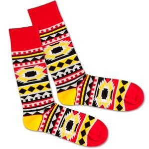 DillySocks Ponožky 'Native Sunset'  žlutá / červená / černá / bílá