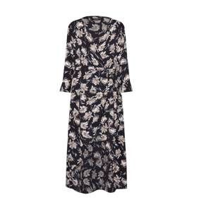 Boohoo Letní šaty 'Floral Wrap Maxi Dress'  černá / bílá