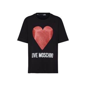 Love Moschino Tričko 'MAGLIETTA M/C ST.CUORE'  červená / černá