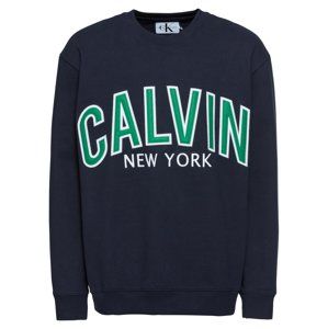Calvin Klein Jeans Mikina 'GRAPHIC CREW NECK'  noční modrá / zelená