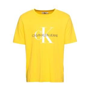 Calvin Klein Jeans Tričko 'MONOGRAM EMBRO W/O BOX REG'  bílá / žlutá / stříbrně šedá
