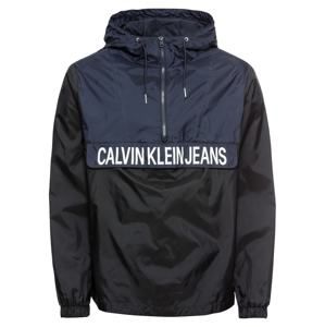 Calvin Klein Jeans Přechodná bunda 'COLOR BLOCK NYLON POPOVER'  černá / bílá