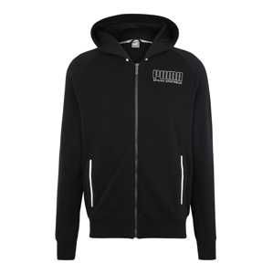 PUMA Sportovní mikina s kapucí 'Athletics Hooded Jacket TR'  černá / bílá