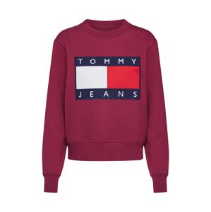 Tommy Jeans Mikina 'FLAG CREW'  bílá / červená / burgundská červeň