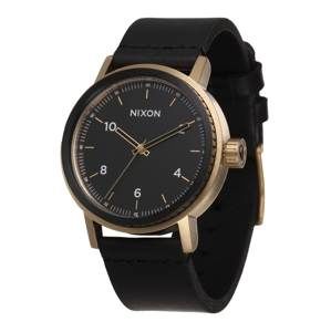 Nixon Analogové hodinky 'Stark Leather'  zlatá / černá