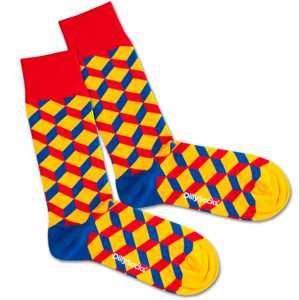 DillySocks Ponožky 'Big Lego Dice'  modrá / žlutá / červená
