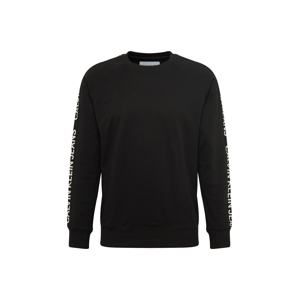 Calvin Klein Jeans Mikina 'INSTIT SIDE STRIPE CREW NECK'  černá / bílá