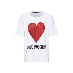Love Moschino Tričko 'MAGLIETTA M/C ST.CUORE'  červená / bílá