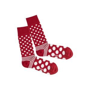 DillySocks Ponožky 'Dot Stripe Fire'  červená / bílá