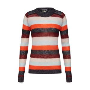 SCOTCH & SODA Svetr 'Knitted crew neck in colourful stripes'  krémová / lilek / červená