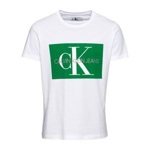 Calvin Klein Jeans Tričko  zelená / bílá