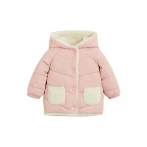 MANGO KIDS Zimní bunda  pastelově růžová / barva bílé vlny
