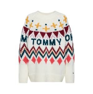 Tommy Jeans Svetr  červená / barva bílé vlny / mix barev