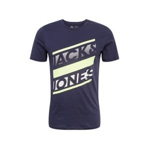 JACK & JONES Tričko 'OBRASS'  marine modrá / světle žlutá