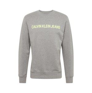Calvin Klein Jeans Mikina 'INSTITUTIONAL LOGO SWEATSHIRT'  svítivě žlutá / šedý melír