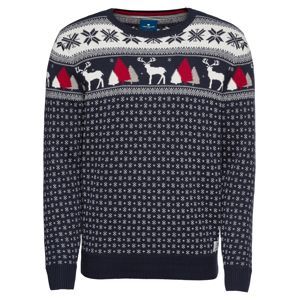 TOM TAILOR Svetr 'christmas sweater'  noční modrá / bílá