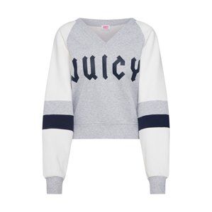 Juicy By Juicy Couture Mikina 'Colorblock Fleece V-Neck'  námořnická modř / šedý melír / bílá