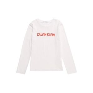 Calvin Klein Jeans Tričko 'LOGO REGULAR LS TEE'  bílá