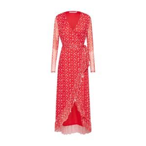 NA-KD Letní šaty 'Mesh Wrap Waist Dress'  červená / bílá