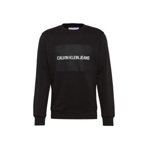 Calvin Klein Jeans Mikina 'INSTITUTIONAL RUBBER BOX CN'  černá / bílá