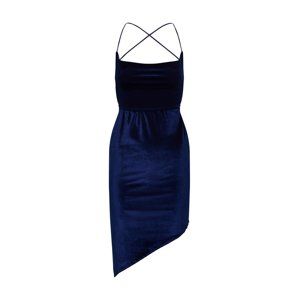 Missguided Letní šaty 'Velvet Asymetric Strappy Back Mini'  námořnická modř