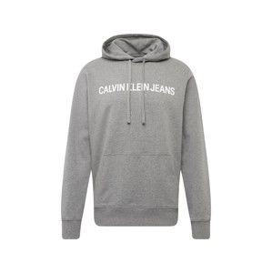 Calvin Klein Jeans Mikina 'INSTITUTIONAL REG HOODIE'  grau / weiß
