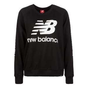 New Balance Sportovní mikina  černá / bílá