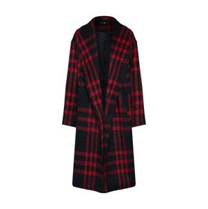 Missguided Přechodný kabát 'Check Shawl Collar Coat'  červená / černá