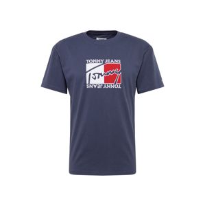 Tommy Jeans Tričko 'TJM FLAG SCRIPT'  červená / bílá / tmavě modrá