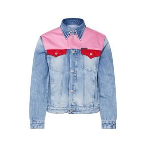 Calvin Klein Jeans Přechodná bunda 'FOUNDATION TRUCKER'  modrá džínovina / tmavě růžová / tmavě červená